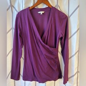 CAbi Plum Long Sleeve Wrap Top